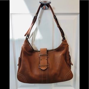 J Crew Hobo Shoulder Bag Pebbled Tan Leather